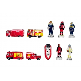 Série complète de 10 fèves Véhicules d'intervention pompiers 2024