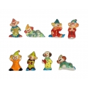 Complete set of 8 feves Clowns 2000
