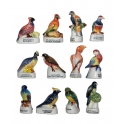 Complete set of 12 feves Oiseaux tropicaux