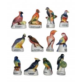Série complète de 12 fèves Oiseaux tropicaux