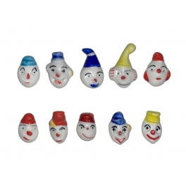 Complete set of 10 feves Têtes de clowns