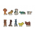 Complete set of 10 feves Les animaux calins
