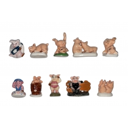 Complete set of 10 feves Les cochons coquins