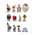 Complete set of 12 feves Chicken Little