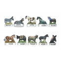 Complete set of 10 feves Anes et chevaux