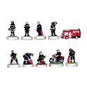 Complete set of 10 feves Les pompiers II