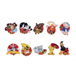 Complete set of 10 feves Looney Tunes magnets