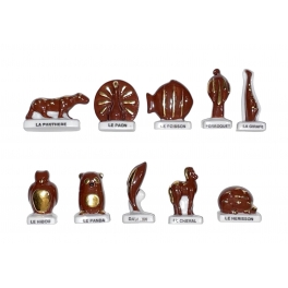Série complète de 10 fèves Les animaux stylisés