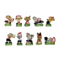 Complete set of 10 feves Tom et Jerry rugbymen