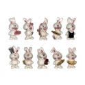 Série complète de 10 fèves Les lapins rigolos