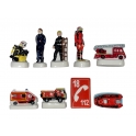 Complete set of 9 feves Profession sapeurs pompiers
