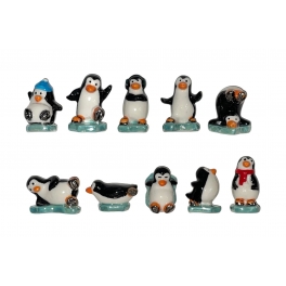 Série complète de 10 fèves Pingouins sur glace