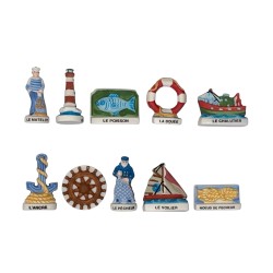 Série complète de 10 fèves Bateaux et océan 2011