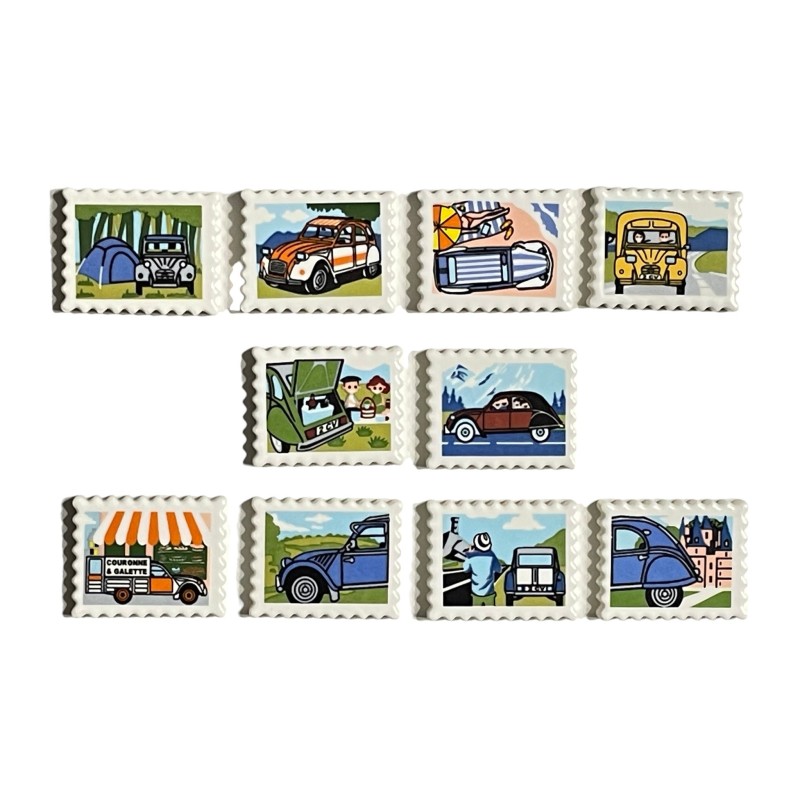 Série complète de 10 fèves La France en 2 CV 2026