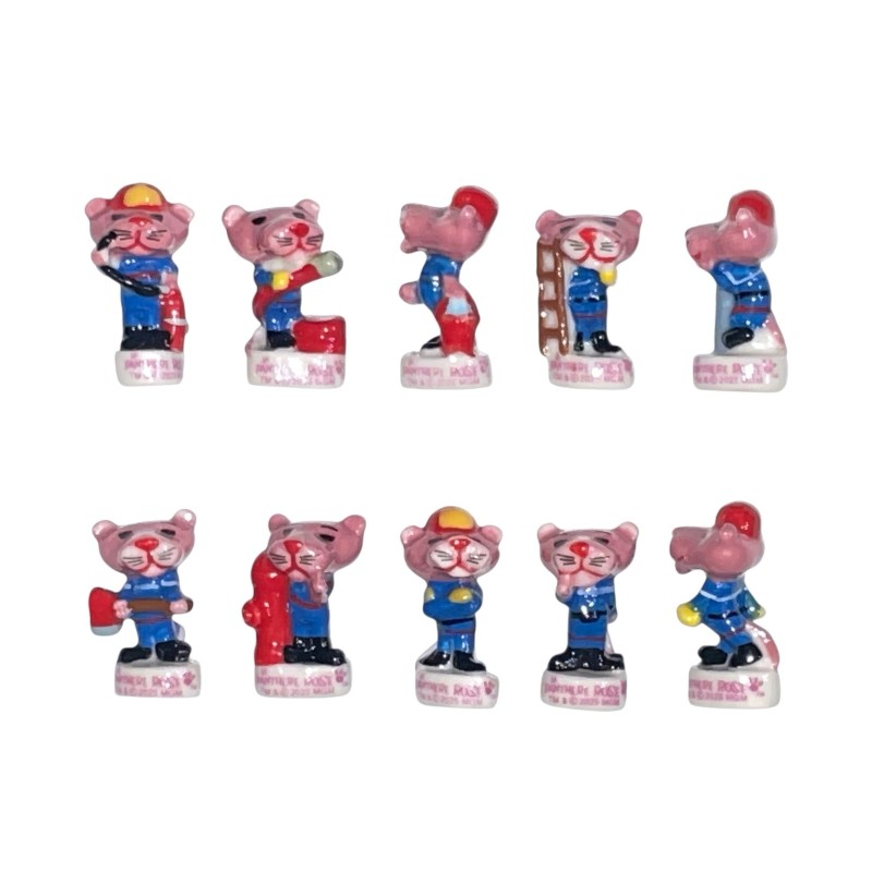 Série complète de 10 fèves Panthère rose pompier 2026
