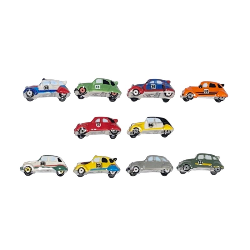 Série complète de 10 fèves 2 CV racing 2026