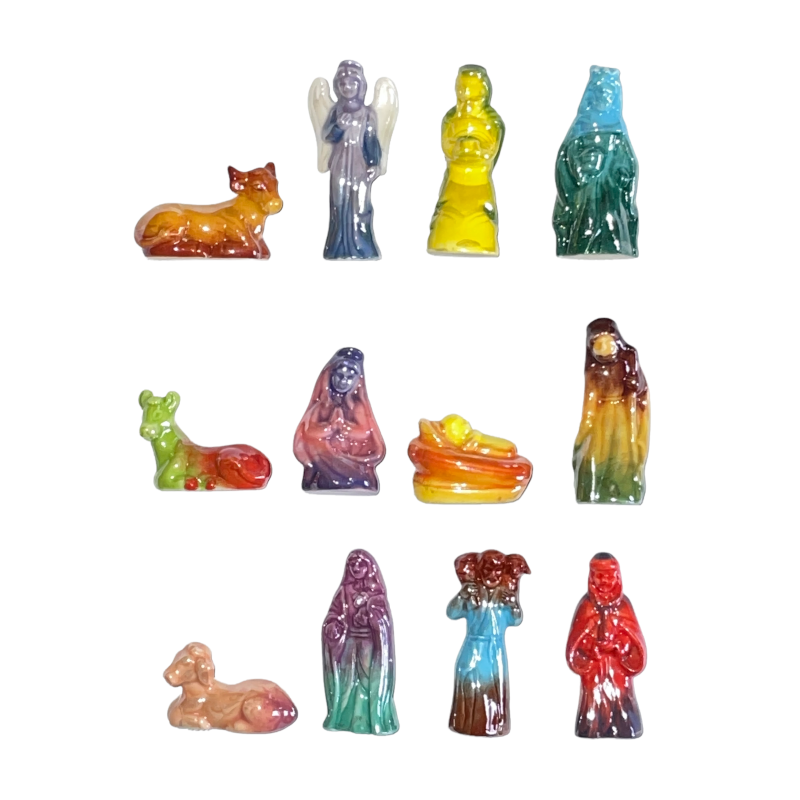 Série complète de 12 fèves Crèche nacrée 2018