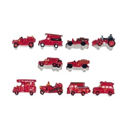 Série complète de 10 fèves Les camions de pompiers rétros II 2010
