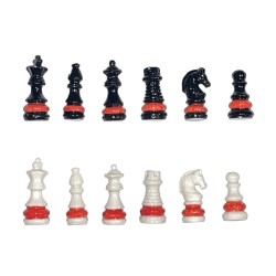 Série complète de 12 fèves Echec et mat rouge noir et blanc 2025