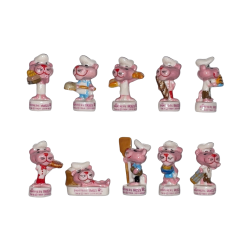 Série complète de 10 fèves Boulangerie Panthère rose pop 2020