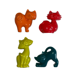 Série complète de 4 fèves Médium Chats colorés