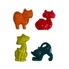 Série complète de 4 fèves Médium Chats colorés