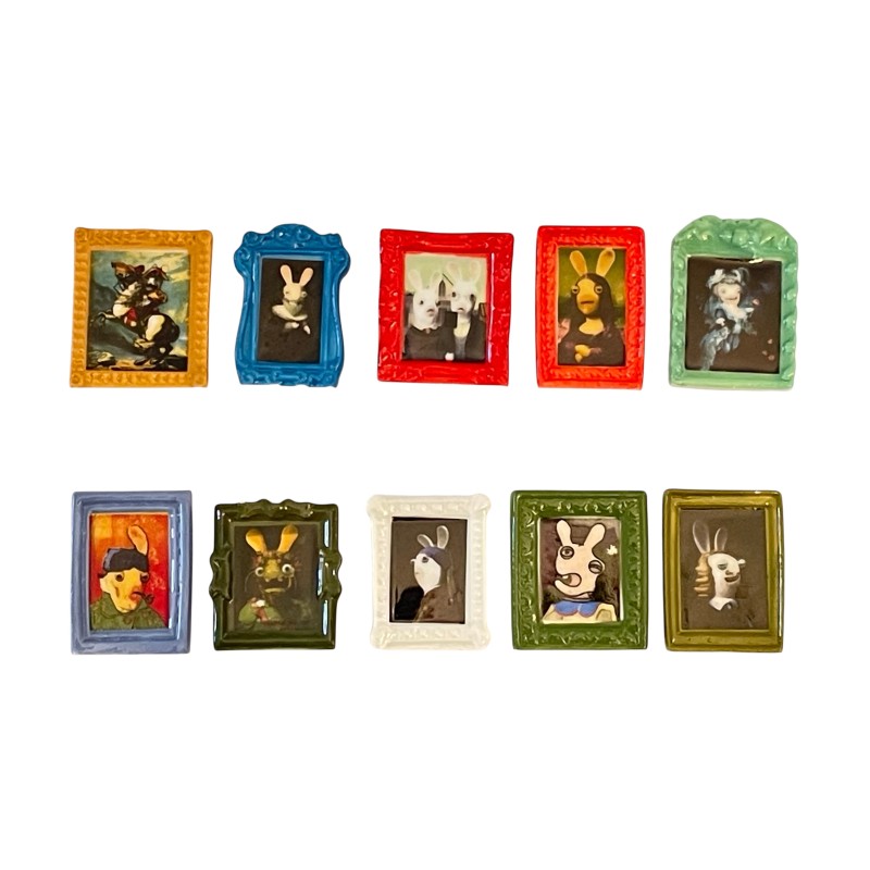 Série complète de 10 fèves Au musée des lapins crétins 2026