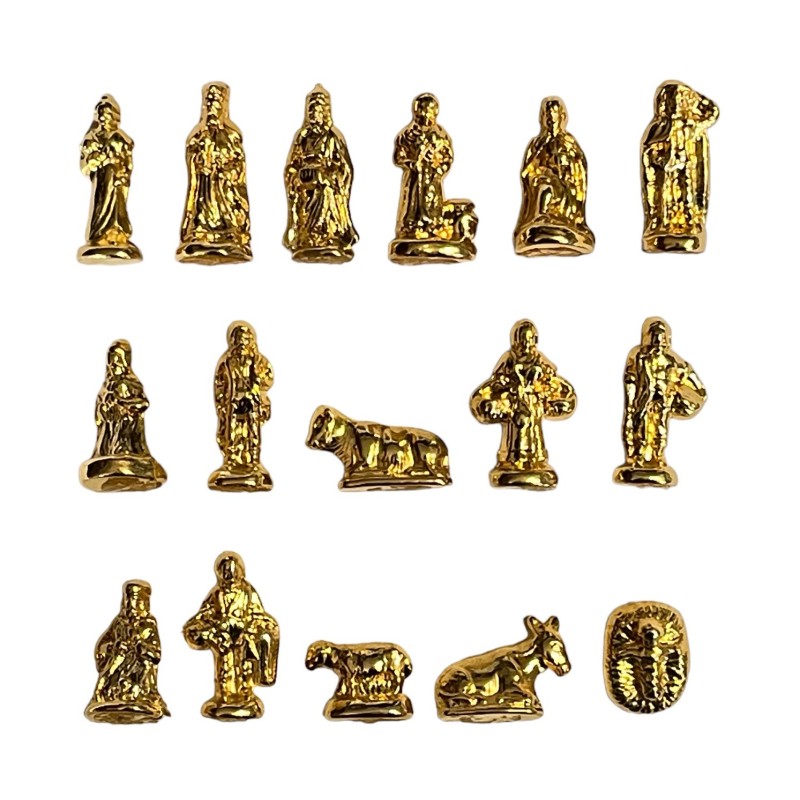 Série complète de 16 fèves La crèche dorée