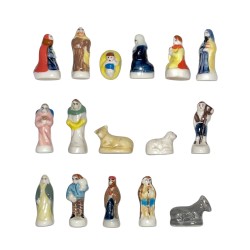 Série complète de 16 fèves Santons