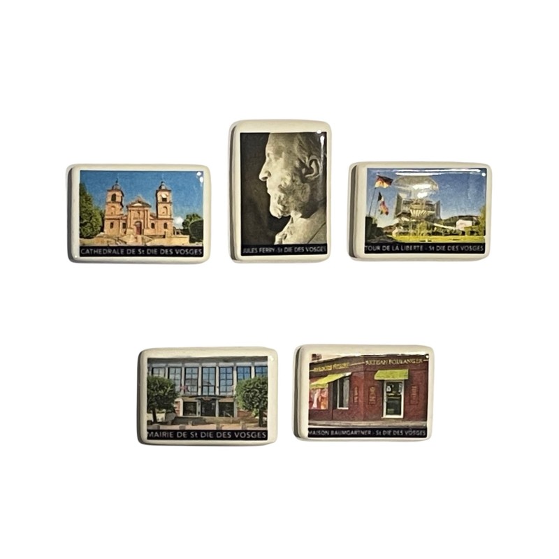 Série complète de 5 fèves Saint Dié des Vosges