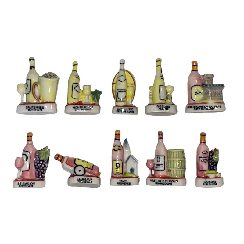 Série complète de 10 fèves Les grands crus 1994