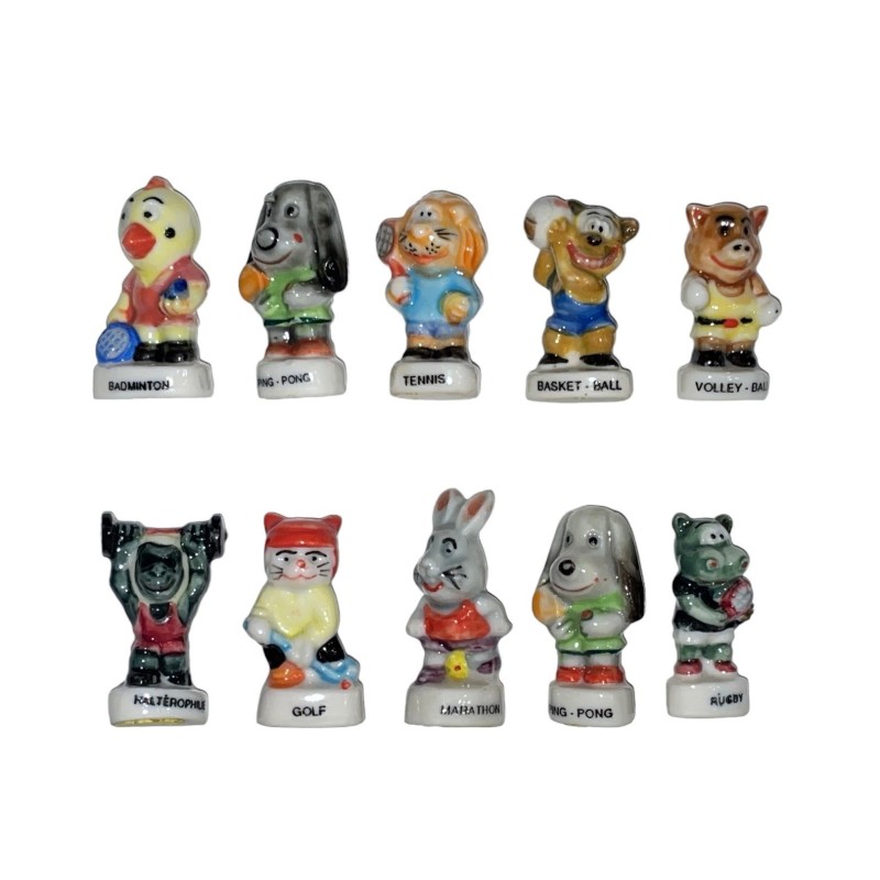 Série complète de 10 fèves Bêtes et sports 1995