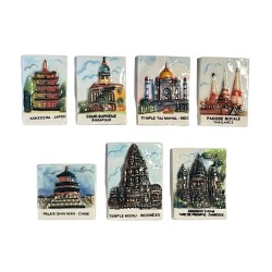 Série complète de 7 fèves Monuments célèbres d'Asie 1995