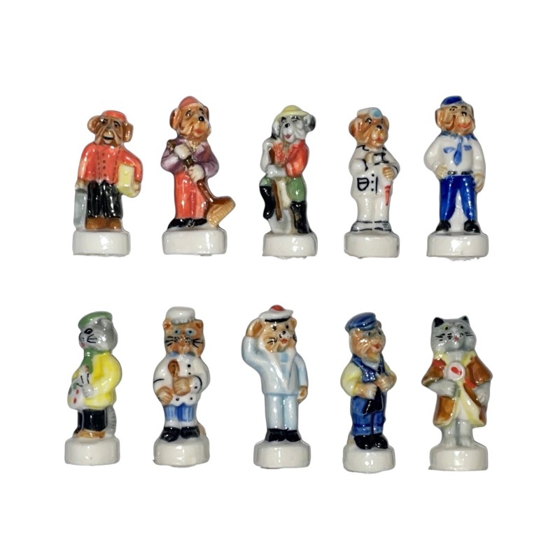 Série complète de 10 fèves Comme chiens et chats 1996