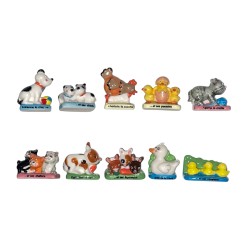 Série complète de 10 fèves Animaux de la ferme et leurs petits