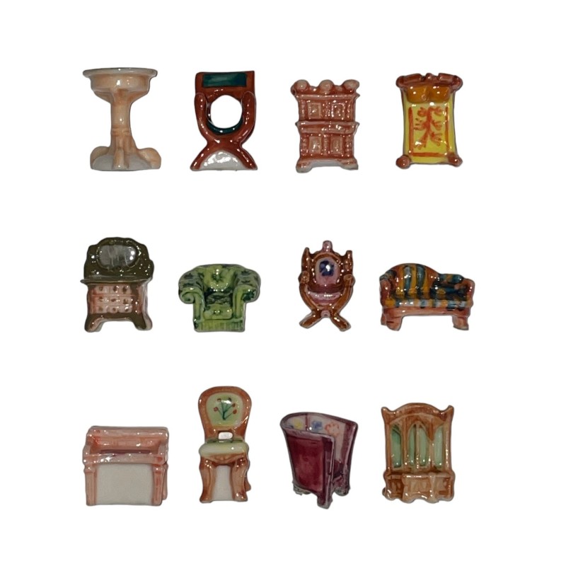 Série complète de 12 fèves Meubles d'époque 1997