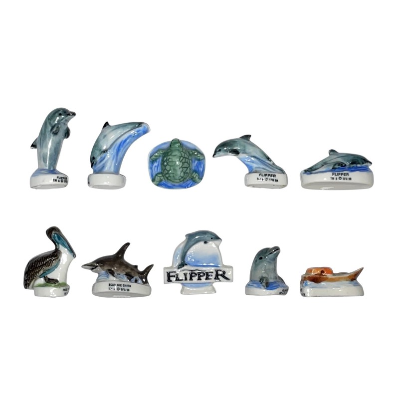 Série complète de 10 fèves Flipper le dauphin 1998