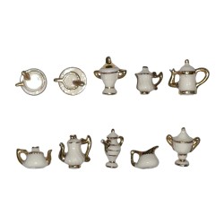 Série complète de 10 fèves Service porcelaine or 1998
