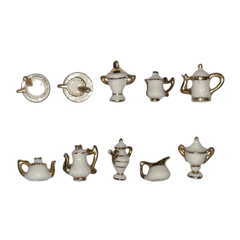 Série complète de 10 fèves Service porcelaine or 1998