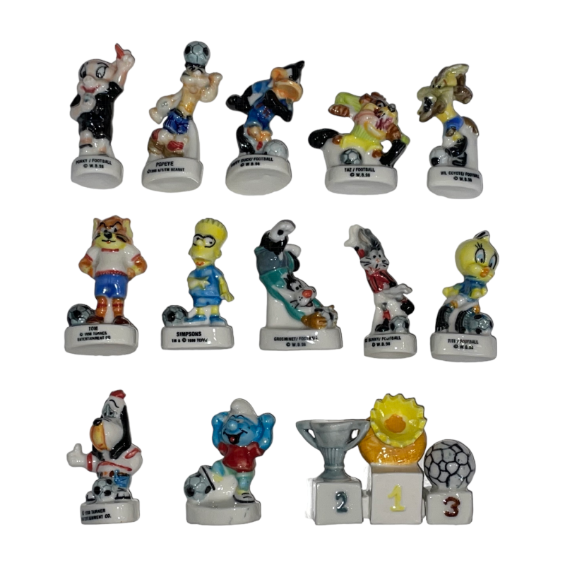 Série complète de 15 fèves BD foot 1998