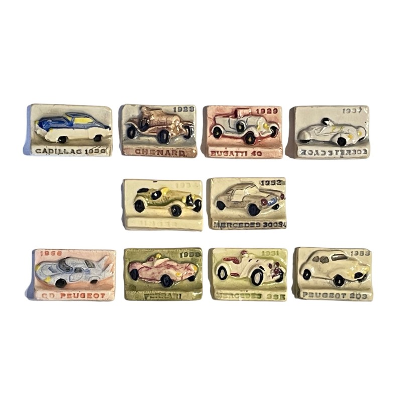 Série complète de 10 fèves Les bolides des 24h du Mans 1998
