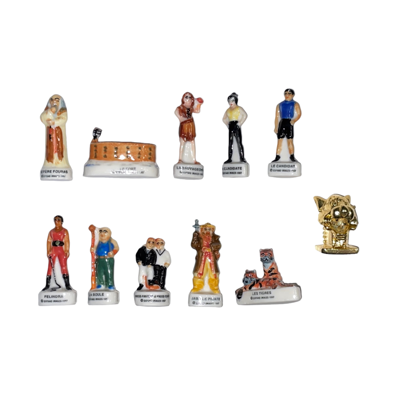 Série complète de 11 fèves Fort Boyard + Tête de tigre 1999