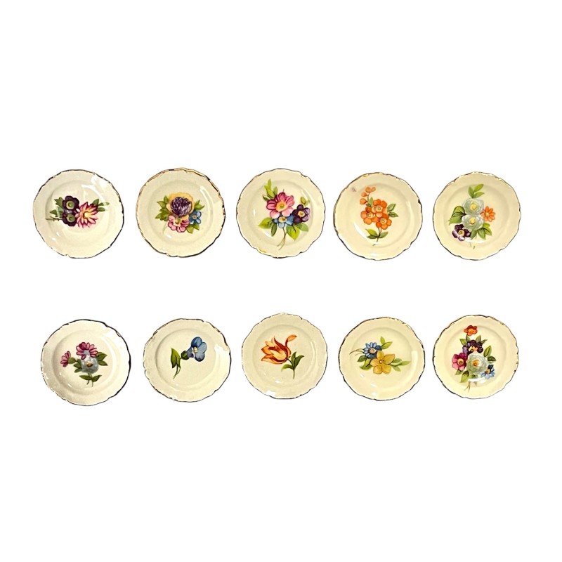 Série complète de 10 fèves Assiettines fleurs 1999