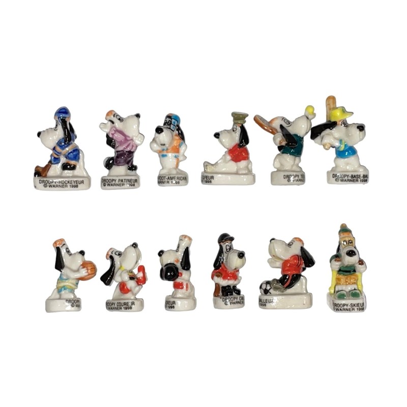 Série complète de 12 fèves Droopy sportif 2000