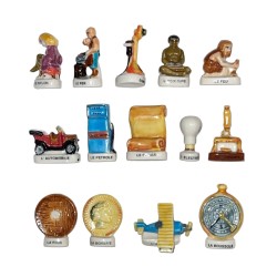 Série complète de 14 fèves Les inventions de l'Homme 2000
