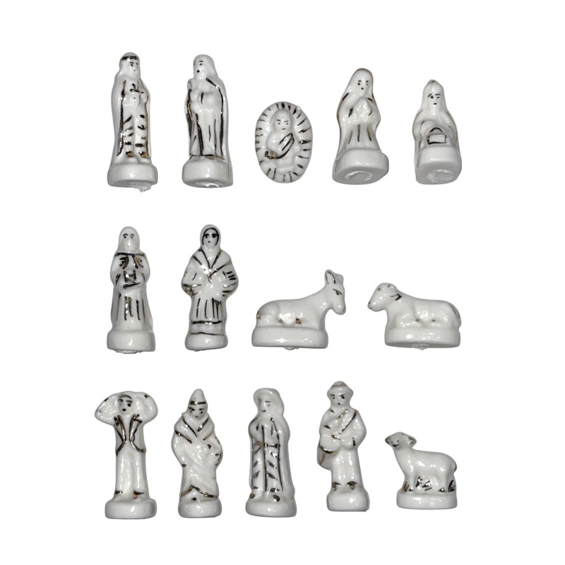 Série complète de 14 fèves Santons filet or 2000