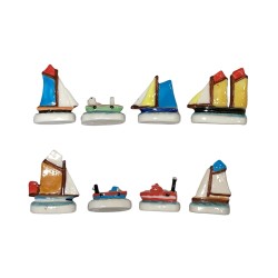 Série complète de 8 fèves Les bateaux 2000