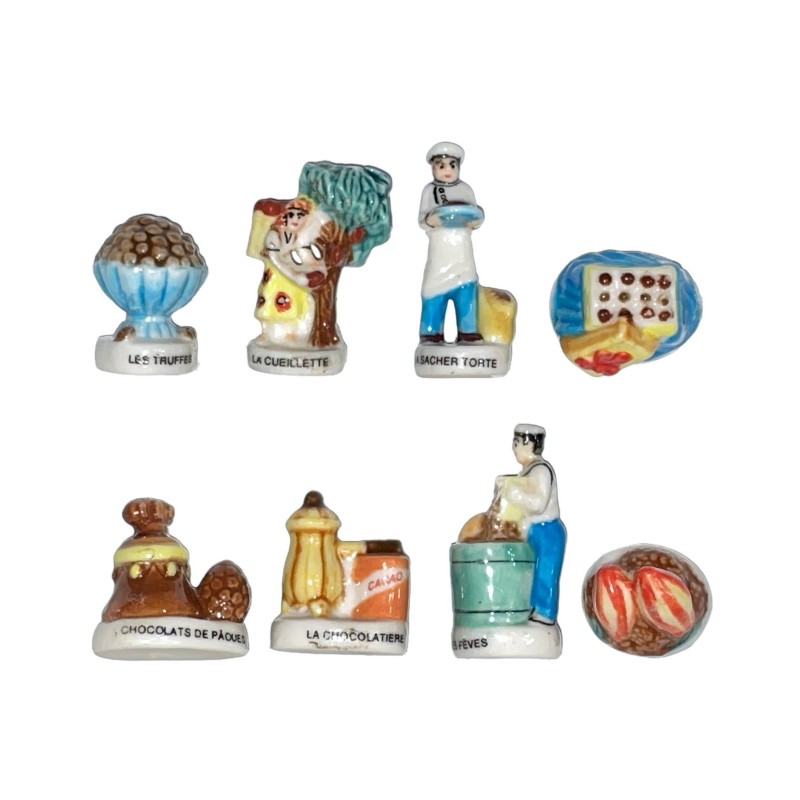 Série complète de 8 fèves Le chocolat 2000