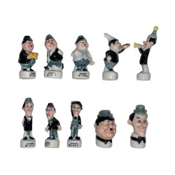 Série complète de 10 fèves Laurel et Hardy 2001