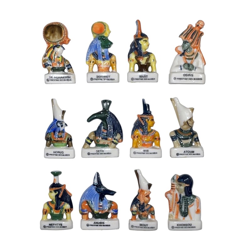 Série complète de 12 fèves Les dieux des pyramides 2001